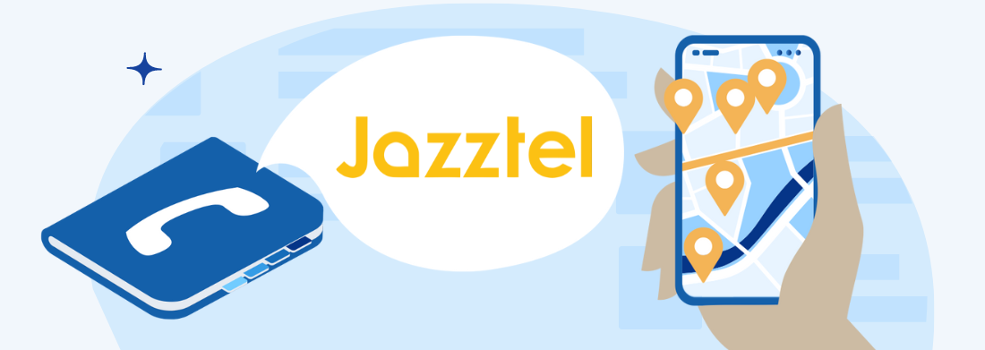 Dibujo de cabecera que representa las sucursales de Jazztel en Santa Cruz de Tenerife