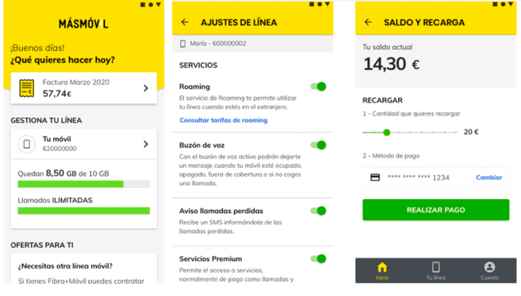 Visualización de facturas en la app de MásMóvil.