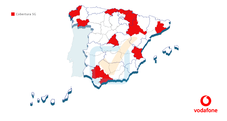 Mapa de las ciudades con 5G en España