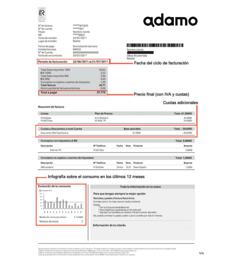 Factura adamo