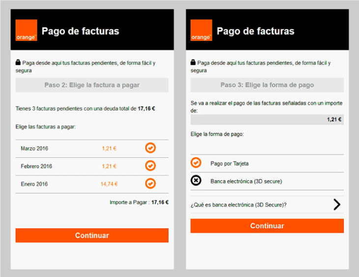 cómo pagar factura de orange online