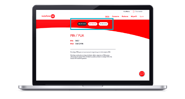 Cómo saber código PUK Vodafone