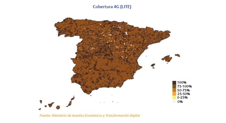 Mapa de cobertura móvil en España Mapa de cobertura móvil en España